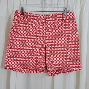 LOFT Riviera Coral & White Patterned Shorts